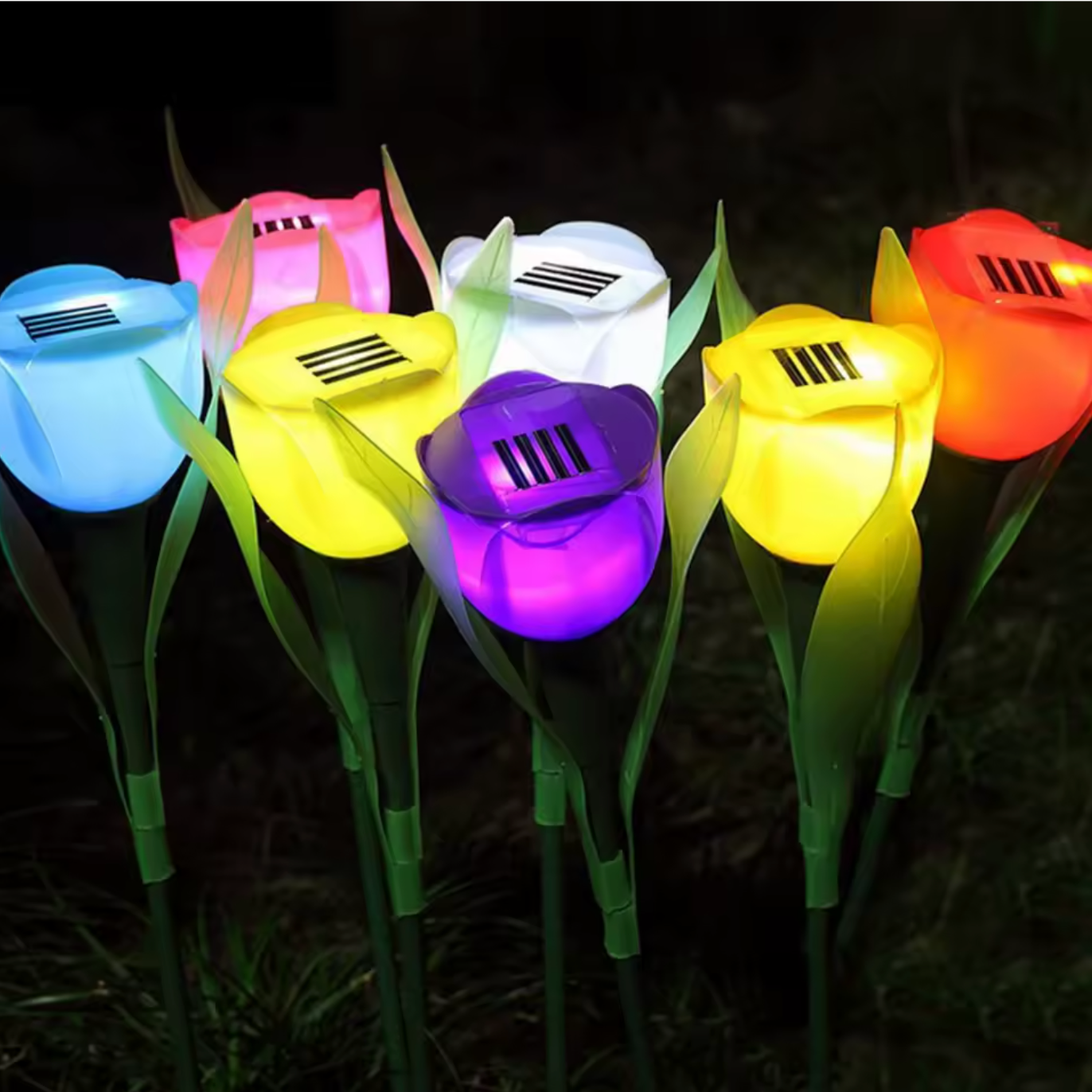 Garten- und Rasenleuchte mit Solarenergie in Rosenoptik