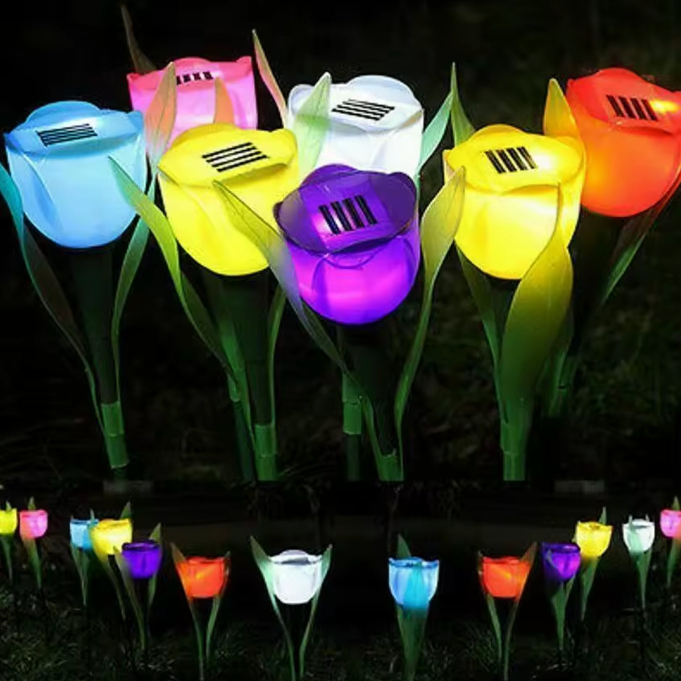 Garten- und Rasenleuchte mit Solarenergie in Rosenoptik