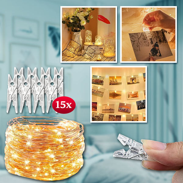 LED-Lichterkette mit Klammern