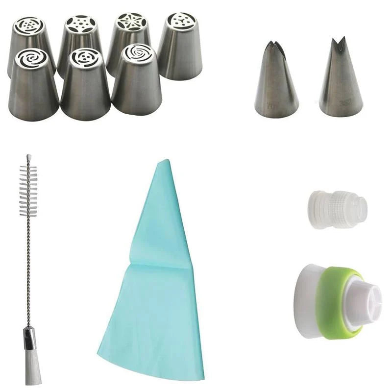 Edelstahl-Spritztüllen-Set für kreative Tortendeko (13 Stk.)