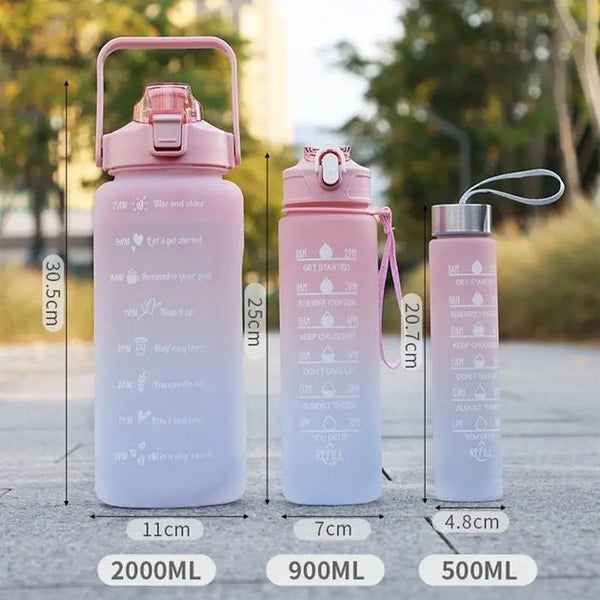 Wasserflaschen mit Motivationssprüchen (3er-Set)