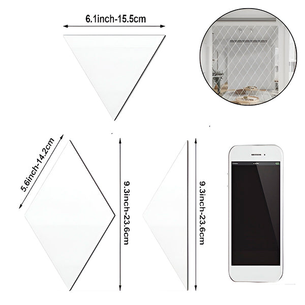Moderne 3D-Spiegel in Diamantform (3 Stk.)