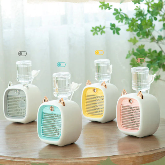 Handventilator mit Wasserzerstäuber für Abkühlung