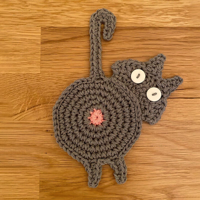 Handgefertigter Untersetzer im Katzen-Design