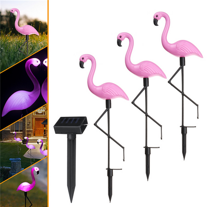 Flamingo-Solarleuchte für Rasen und Garten (3 Stk.)