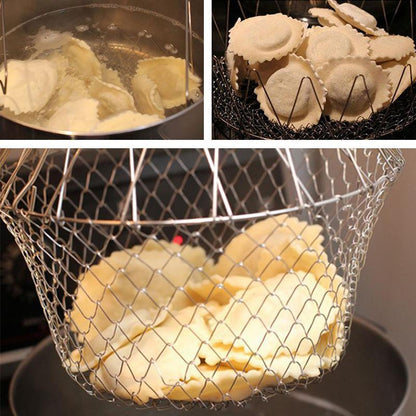 Flexibler Edelstahl-Siebkorb für Kochen & Frittieren