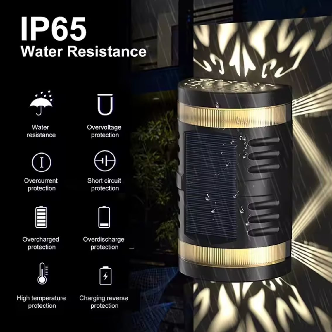 Praktische wasserdichte Solar-Wandleuchte für Garten & Außenbereich