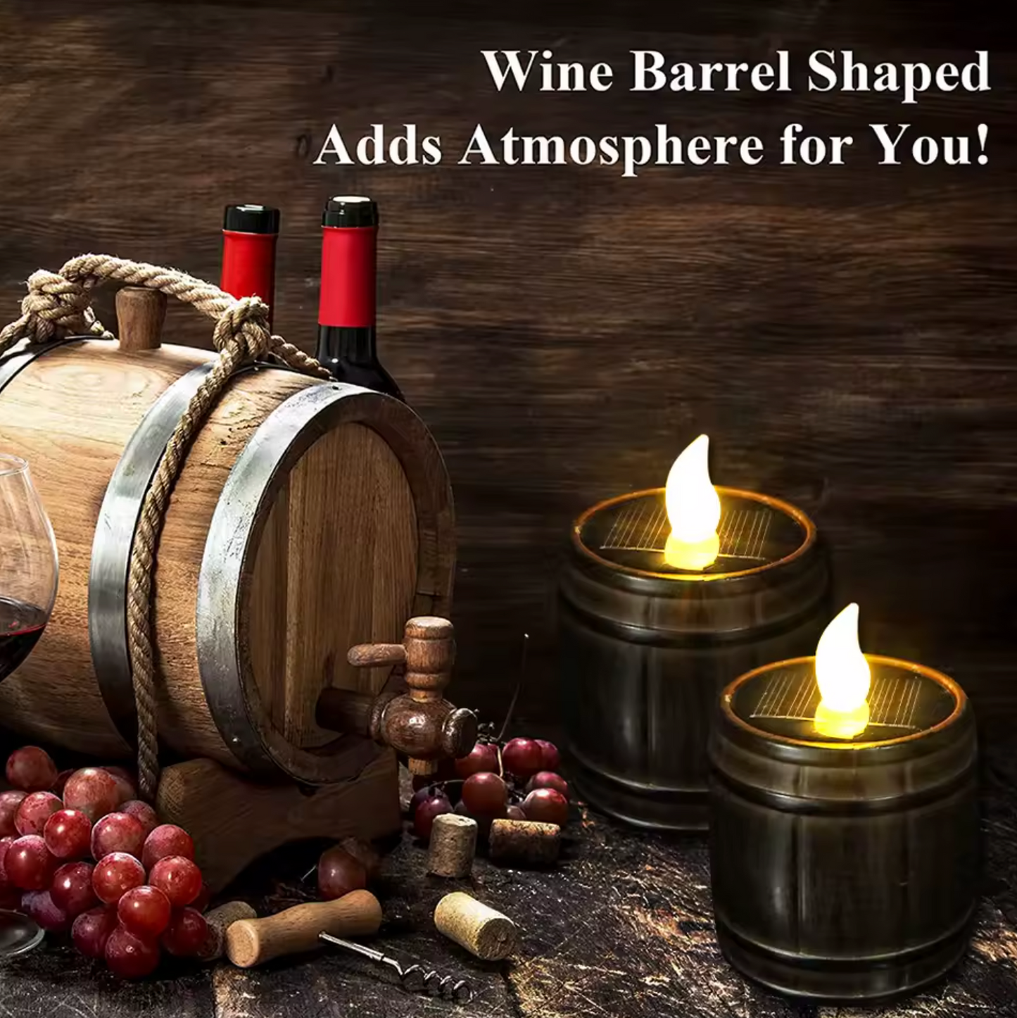 Solar-Weinfass-Lampe im Retro-Design