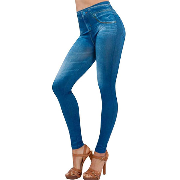 Bequeme Denim-Leggings mit hohem Bund