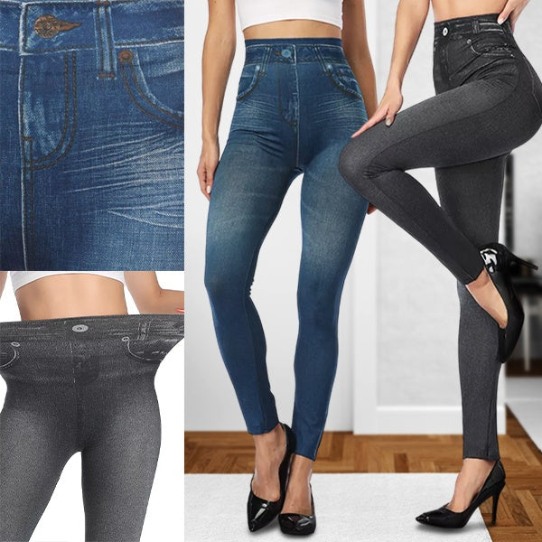 Bequeme Denim-Leggings mit hohem Bund