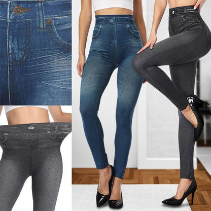 Bequeme Denim-Leggings mit hohem Bund