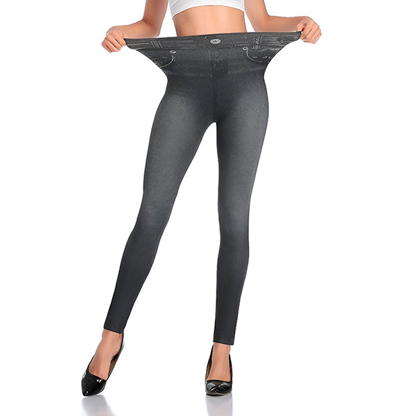 Bequeme Denim-Leggings mit hohem Bund