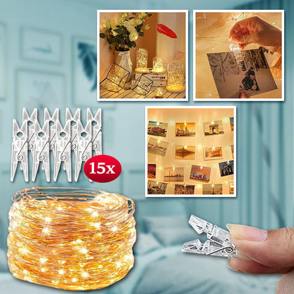 LED-Lichterkette mit Klammern