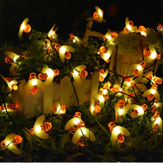 Solar-Lichterkette mit LED-Bienen
