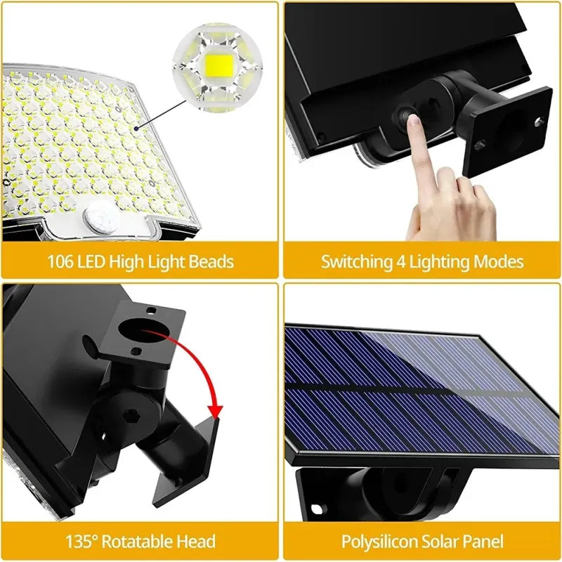 Moderne Solar-Wandleuchte mit 106 LEDs