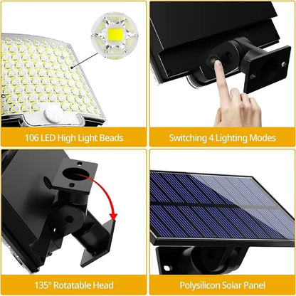 Moderne Solar-Wandleuchte mit 106 LEDs